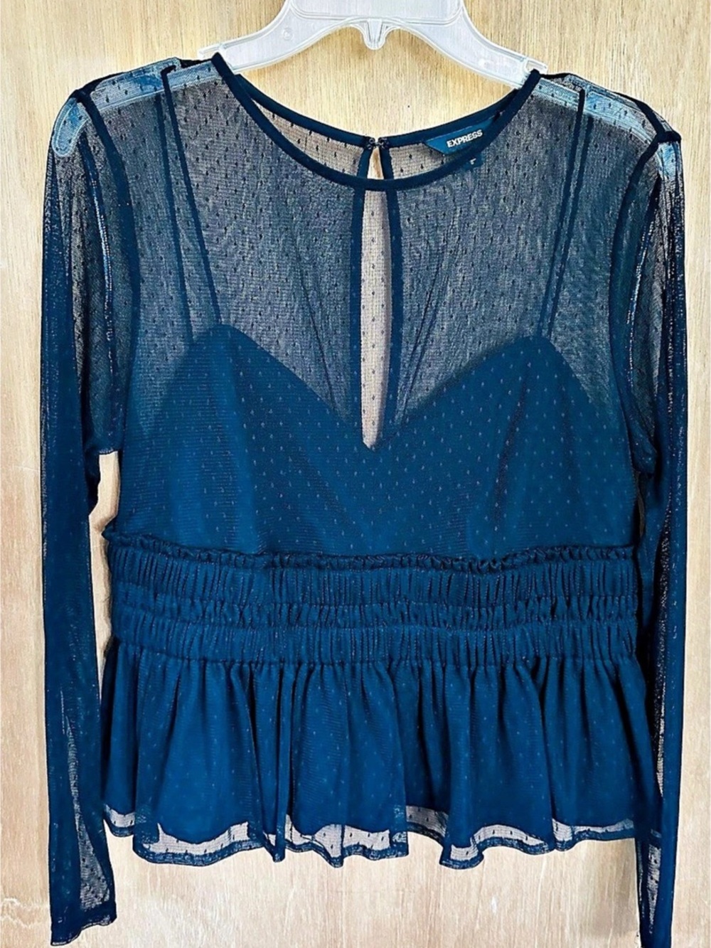 Express Black Sheer Long Sleeve Blouse